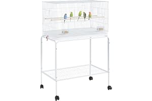 Yaheetech Wide Flight Bird Cage with Detachable Rolling Stand for Small Birds like Parakeets, Conures, Cockatiels, Parakeets, White