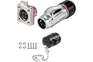 CNLINKO BD-20 Connettore impermeabile industriale circolare IP67 Connettore aeronautico a presa incorporata Connettore aeronautico in metallo anti-interferenza M20 2-14 Poli Presa flangia (4 Poli)