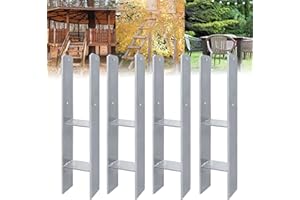 ACXIN 4 Stück H-Pfostenträger H-Anker Pfostenanker Set in Rostfreier Stahl mit Beschichtung, für feste Installationen im Freien, 121x600mm, 5mm Materialstärke