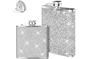 WHENZOO 8oz + 6oz Stainless Steel Flagon, 2 Pack Hip Flask for Men, HipFlasks for Women, Flask Alcohols, HiddenAlcohol Containers, PortableAlcohol Flask, HipFlask for Climbing Camping Barbecue Party