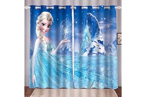 HNSRYLQX Frozen ELSA Verdunkelungsvorhang Wasserdichter Stoff Gardinen Für Kinderzimmer, 3D-Digitaldruck 100% Polyester, Für Kinderzimmer (3,183 x 160 cm)