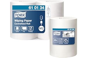 Tork 610134 Carta per asciugatura Advanced, compatibile con il sistema M2 (ad estrazione centrale), 1 velo, 1 x 2 rotoli (2 x 275 m), colore bianco