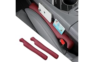 POKSRI 2 Piezas de Relleno de Piel sintética PU para Asientos de Coche, Almohadillas para Espacios y Ranuras, Organizador anticaída (Vino)