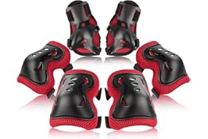 BOSONER Knee Pad for Kids 6 In 1 Knee and Elbow Pads for Children, Protective Gear Set with Wrist Guards, Kids Knee Pads for Skating
