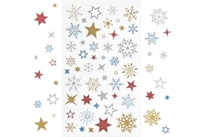 Kesote 240 Pzs Pegatinas de Navidad Pegatinas Autoadhesivas de Estrellas y Copos de Nieve Decorativas para Álbumes de Recortes, Tarjetas de Felicitación, Sobres de Regalo, Bolsas de Regalos