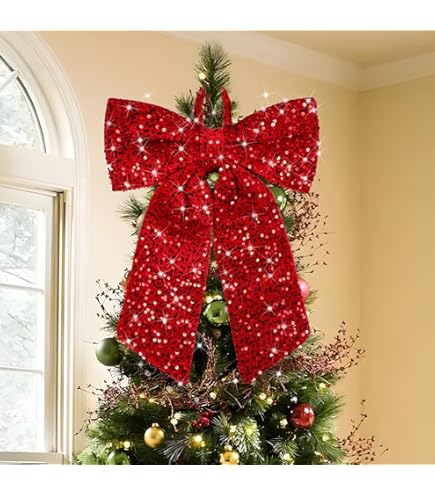 Disney Minnie Mouse Christmas Tree Topper Gold Bell Pink Bow Xmas