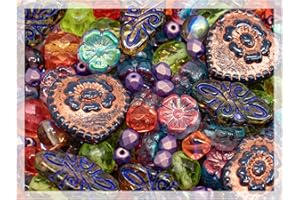 BOHEMIA CRYSTAL VALLEY Mélange de perles de verre pressées tchèque de Bohême, 60 g, coupe de table, mat et brillant, vernis à feu à facettes, kit fait main BCV