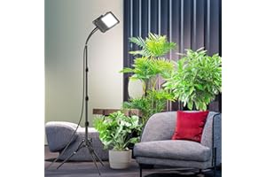 SANSI Lámpara de Plantas, Lámpara LED Cultivo de Espectro Completo 4000K con Soporte Extensible 40-110cm y Brazo Ajustable de 360°, Luz Plantas Interior con Temporizador y 4 Niveles Regulables