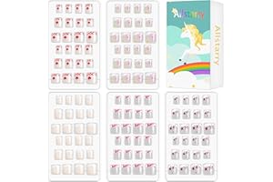 Allstarry 120pcs 5 pack French Children Nails Press on Pre-glue Full Cover Short French False Nail Kits Lovely Gift for Children Little Girls Nail Art Decoration (Flower Series)