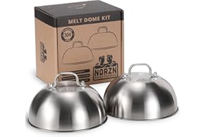 Norzn Brothers® Cloche Plancha (Lot de 2) – Couvercle Plancha, Cloche INOX Plancha, Cloche Burger, Cloche Barbecue, Cloche de Cuisson pour Plancha, Acier INOX 304 Contact Alimentaire, Garantie 10 Ans