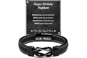CheersLife Birthday Gifts for Men, Birthday Gifts for Him, Knot Leather Personalized Bracelet Birthday Presents for Him Dad Son Brother Grandson Nephew Uncle Boyfriend Stepdad Stepson, Mens Birthday