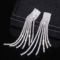 Orecchini Pendenti A Lampadario Per Donna In Cristallo Tono Argento - Gocce Lucenti - Eleganti E Brillanti Per Serate Speciali