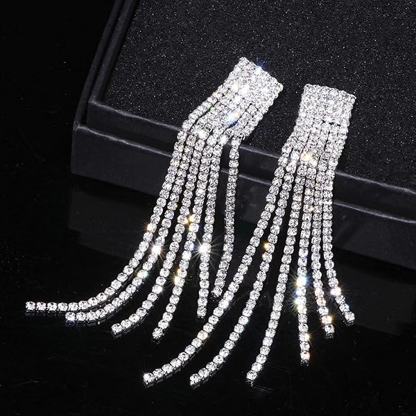 Böhmische Quasten-Ohrringe Mit Kristall – Lange Bling Ohrhänger Für Party, Hochzeit & Alltag