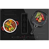 Cecotec Induction Hob 2 Burners with Integrated Extractor Bolero Squad IH 4800 FullFlex80. Max Power 7400W, 15 Levels, Booste