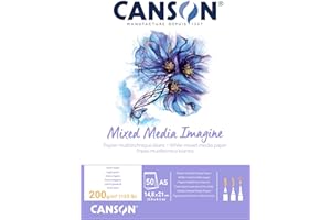 Canson Imagine - Carta da disegno, A5, 200 g, da 50 fogli grana leggera collato 1 lato