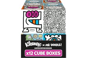 Kleenex x Mr Doodle Limited Edition Design Multipack Facial Tissues - 12 Cube Tissue Boxes, Designed in Collaboration with Mr Doodle, Made to Look Beautiful in The Home.