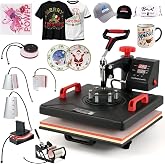 CREWORKS Heat Press 15x15 inch, 8 in 1 Sublimation Machine with Digital Control Panel, Multifunctional Heat Press with 360&deg; R
