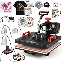 CREWORKS Transferpers, 38 x 38 cm, hittepersmachine, 8-in-1, warmtepersmachine, hittepers, 360 graden draaibaar, bekerpers en kappers, kop-, hoed-, pet- en T-shirt-drukmachine voor thuis