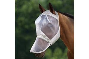 ‎HARRISON HOWARD Harrison Howard CareMaster Midge-Proof Fleece Polsterung Pferde Fliegenmaske UV-Schutz ohne Ohren mit Nasenschutz Silber Vollblut (M)
