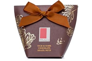 Rita Farhi Milk & Dark Chocolate Brazil Nuts in Gift Box with Bow, 130g