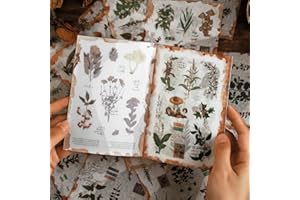 AVECMOI Pegatinas de Planta para Scrapbooking, Diario, Planificador, Bullet Journal, Tarjetas, Adultos, Accesorios para Álbumes de Recortes, Libro de Pegatinas Washi Vintage - 20 Hojas (170 piezas)