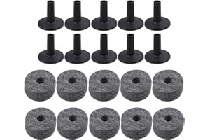 BQLZR Black Drum Set Replacement Parts Felt Washers + Plastic Long Cymbal Sleeves with Flange Base Pack of 10
