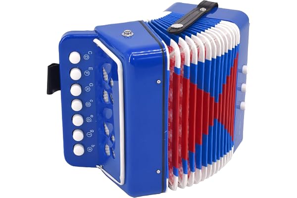 Accordéon Voggy's - 7 tons - 2 basses et valve d'air - L'accordéon pour enfants au design coloré et joyeux invite les petits musiciens à partir de 3 ans à jouer musical et à s'amuser, environ 180 x