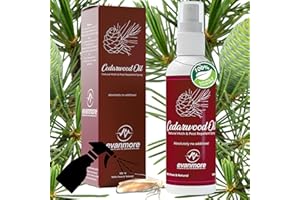 EVANMORE Cedarwood Oil Moth Repellent Repeller Spray Natural Safe Clothes Carpet Curtain Moths Insect pests 100ml Prevention Deterrent Wardrobe Cupboard Drawers Clothing Essential Oil Protection Effective (1)