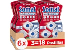 Somat Aditivo Lavavajillas Pastillas Limpia Máquinas (pack de 6, total: 18 dosis), limpia lavavajillas para cal y grasa, limpiador para lavavajillas durante el lavado
