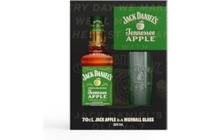 Jack Daniel's Coffret Apple 70 Cl accompagné d'un verre à cocktail 35% – Liqueur de Whisky à la Pomme – Douce et Rafraîchissante – Notes de Vanille et Caramel – À Déguster glacé ou en Cocktail –