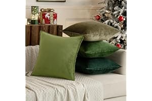 MIULEE Set di 4 Natale Federde Cuscini per Divano in Velluto 40x40cm Decorative Federe Copricuscini per Divano Soggiorno Camera da Letto con Cerniera Invisibile Fodere Cuscino Serie Verde