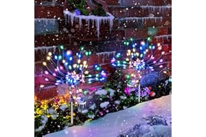Anordsem Solar Lights Outdoor Garden: Waterproof LED Firework Starburst Lamp - Coloured Christmas Decorations for Patio Path Fence Lawn - DIY Gardening Gifts for Women Mum Wife