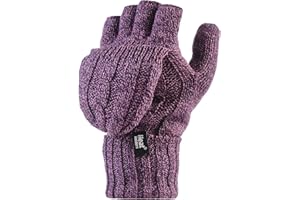 HEAT HOLDERS - Women's Thermal Converter FINGERLESS Cable Knit 2.3 tog Gloves - One size