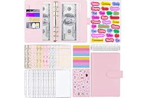 Budget Planner A6, AOTUAO Binder Budget Planner Deutsch Haushaltsbuch mit Geldfächer, Cash Stuffing Geld Organizer mit Klar Plastik Binderumschlägen, Budgetplaner Sparbuch, Budgetblätter-Rosa