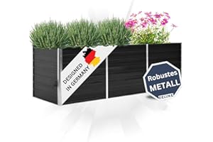 DELUKE Hochbeet für Garten Oskar Anthrazit | 240x80x77cm | Verzinkter Stahl | Wetterfest | Gartenbeet Kräuterbeet Blumenbeet Beet hoch Frühbeet für Garten Gemüsebeet