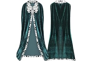 Proumhang Capa de Rey Capa Real Disfraz de Rey Hombre Adulto Disfraz de Halloween Carnaval Navideño Verde