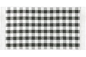 WohnDirect Tappeto da cucina a scacchi grigio 50 x 100 cm per cucina, corridoio, soggiorno • Tappeto da cucina antiscivolo e lavabile in lavatrice • Tappeto in cotone al 100% con frange giocose