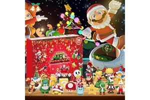 SERENESAGE Christmas Advent Calendar 2024, 24 Days of Christmas Countdown Calendar with 24Pcs Super Bro Toys Doll for Xmas Stocking Stuffer Gifts Idea (Red)