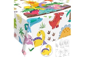 Landifor 2pcs Dinosur Coloring Tablecloths 50”x34” Dino World Color-in Paper Table Cover Jumbo Kids Coloring Poster for Boys Girls Class School Home Dinosur Theme Birthday Party