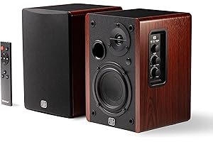Coppia di diffusori da scaffale PreSonus Eris Accent — Diffusori da scaffale multimediali attivi e alimentati, per computer desktop, audio nitido (legno)