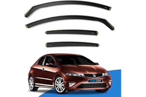 EdgeVisors Wind Deflectors | Fits: HONDA CIVIC MK8 (2006-2012) 5 Door Hatchback 4pc Set | In-Channel Rain Guards for Wind, Rain & Sun Protection, Easy Installation - Tinted