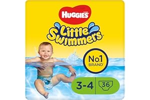 Huggies Little Swimmers Pañales Bañadores para Bebé Talla (3-4), Barreras Anti-Escapes para Una Máxima Protección en el Agua, 36 Pañales Desechables