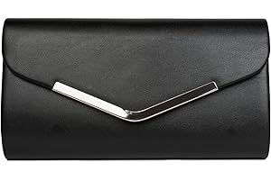 styleBREAKER Damen Clutch Abendtasche Envelope Kuvert Design mit Metall Zierleiste und abnehmbarer Kette 26 x 5,5 x 14,5 cm