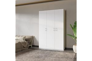 Forte Home Nook Armadio 135 moderno con ante a 3 ante, camera da letto, in legno bianco, 133,2 cm di larghezza x 210,5 cm di altezza x 42 cm di profondità