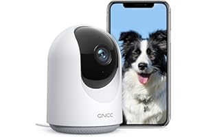 GNCC WLAN Hundekamera mit App, Babyphone mit Kamera, 360 Grad Indoor Hundekamera mit Zwei-Wege-Audio, Bewegungserkennung, Nachtsicht, kompatibel mit Alexa, P1
