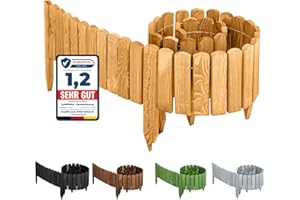 Garronda Recinzione giardino esterno Bordino per aiuole Bordatura flessible esterna Staccionata in legno Decorazione da frutteti Palizzata Lunghezza: 200 cm GD-0046 (Marrone Chiaro, Altezza: 20 cm)
