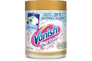 Vanish Oxi Action Multipoder - Quitamanchas multibeneficio, blanqueador y potenciador de lavado, para ropa blanca, en polvo, sin lejía 400gr