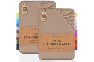 NatureMark Pack of 2 Jersey Children’s Fitted Sheets, 100% Cotton, Many Sizes and Colours, Brand Quality, Standard 100 by OEKO-TEX, 70 x 140 cm, Sand/Beige