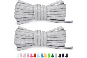 Stepace 1/4" Oval Athletic Shoelaces [2 Pairs] 39"-63" in 15 Colors Half Round Shoe Laces for Sneakers
