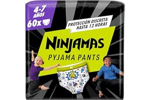 Dodot Pañal-Braguita Ninjamas, Talla 4-7 años (17-30 kg), 60 pañales tipo calzoncillo, pañal noche con Naves Espaciales, Protección Contra Fugas Toda La Noche